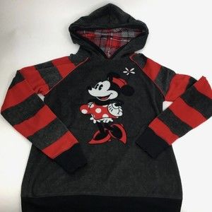 Disney Luxe Collection Sz S Black Red Minnie Mouse Hoodie Pullover Sweater